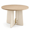 Runder Esstisch aus MDF und Metall, Beige, Ø 120 cm