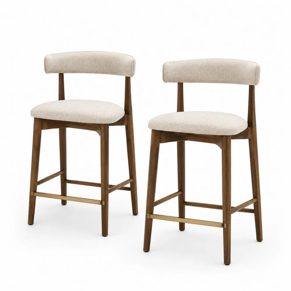 2er Set Barhocker Holzrahmen 102cm Beige