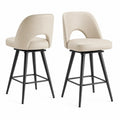 2er Set Barhocker aus Kunstleder und Metall in Creme