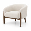 Beige Stoff Sessel mit Holzbeinen