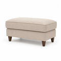 Fußhocker aus Leinen Beige mit Massivholzfüßen