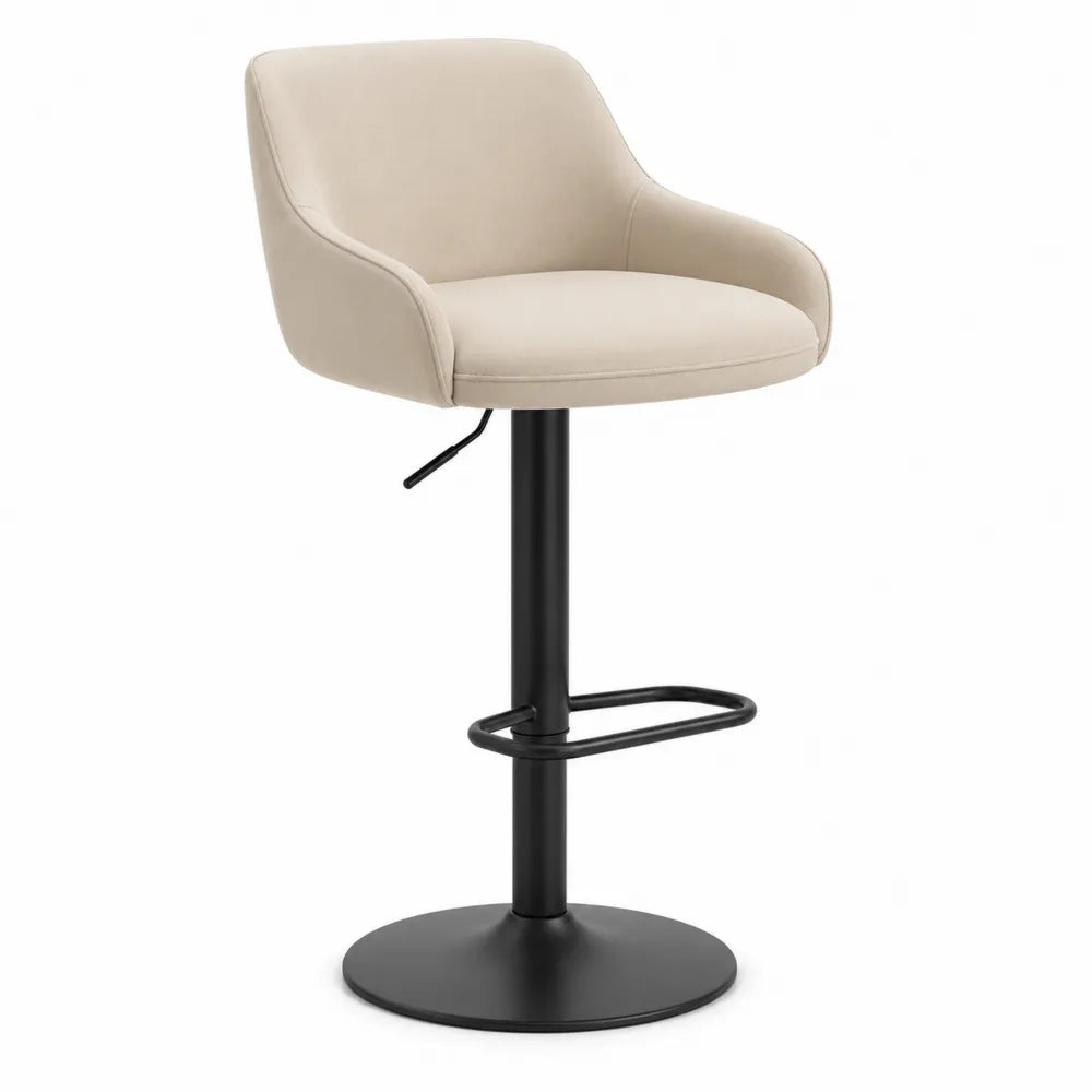 Barhocker PU-Leder Beige Höhenverstellbar