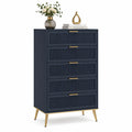 Blaue Kommode mit 5 Schubladen aus MDF und Metall