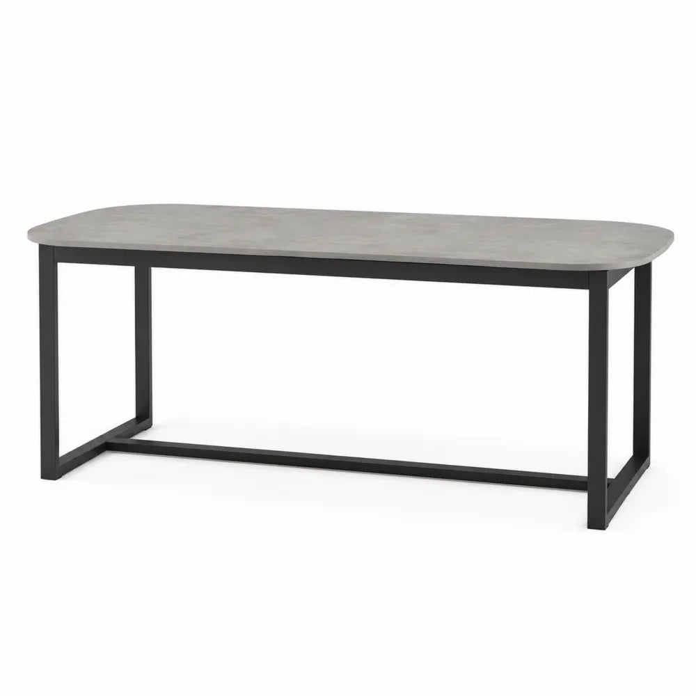 Esstisch rechteckig Metallgestell MDF Betonoptik 180x90x75 cm