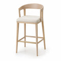 Barhocker mit Rückenlehne Holz Natur Beige Polstersitz