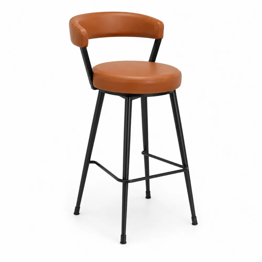 Barhocker mit Kunstleder Braun und Metallgestell
