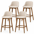 4er-Set Barhocker Polyesterstoff Massivholz Beige