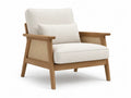 Leinen Sessel mit Eichenrahmen Beige